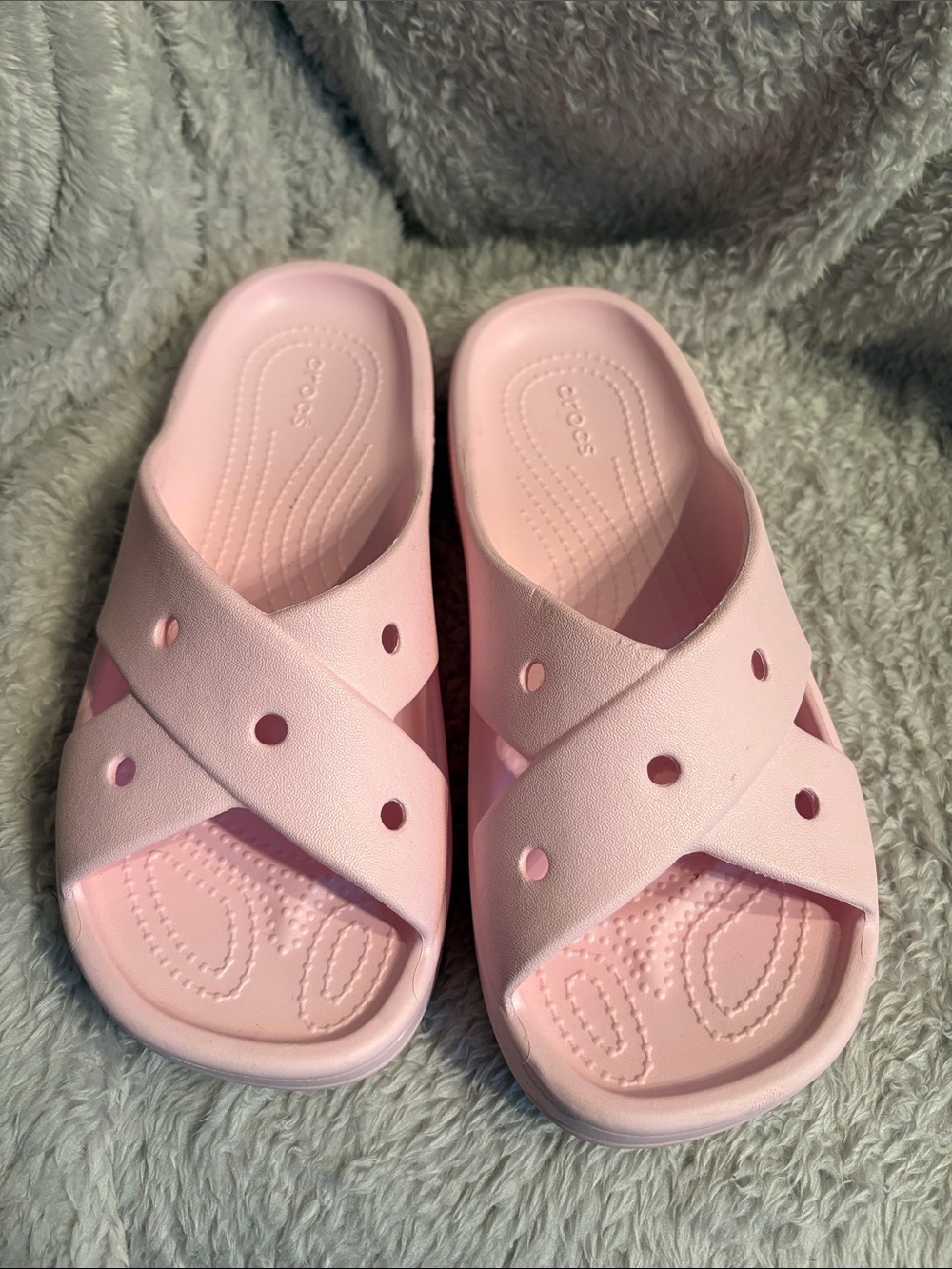 CROCS Pink Crossover Slide Sandals